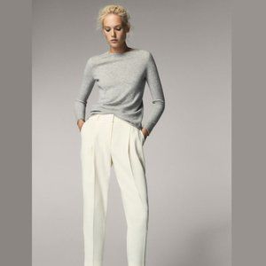 Massimo Dutti White Waistband Pants